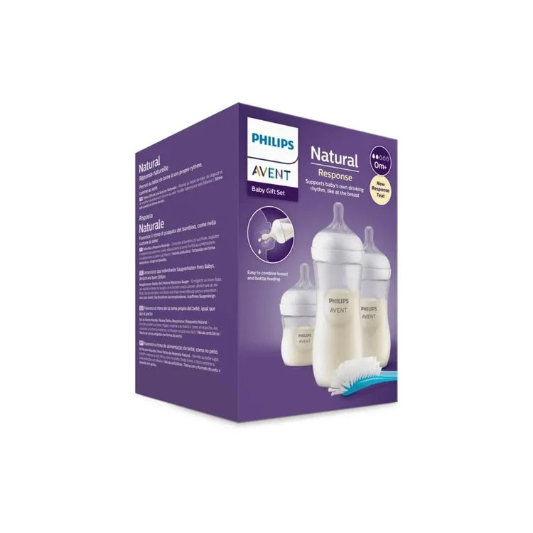 Natural Response Newborn Feeding Starter Set – 3 Bottles & Cleaning Brush (SCD837/12)