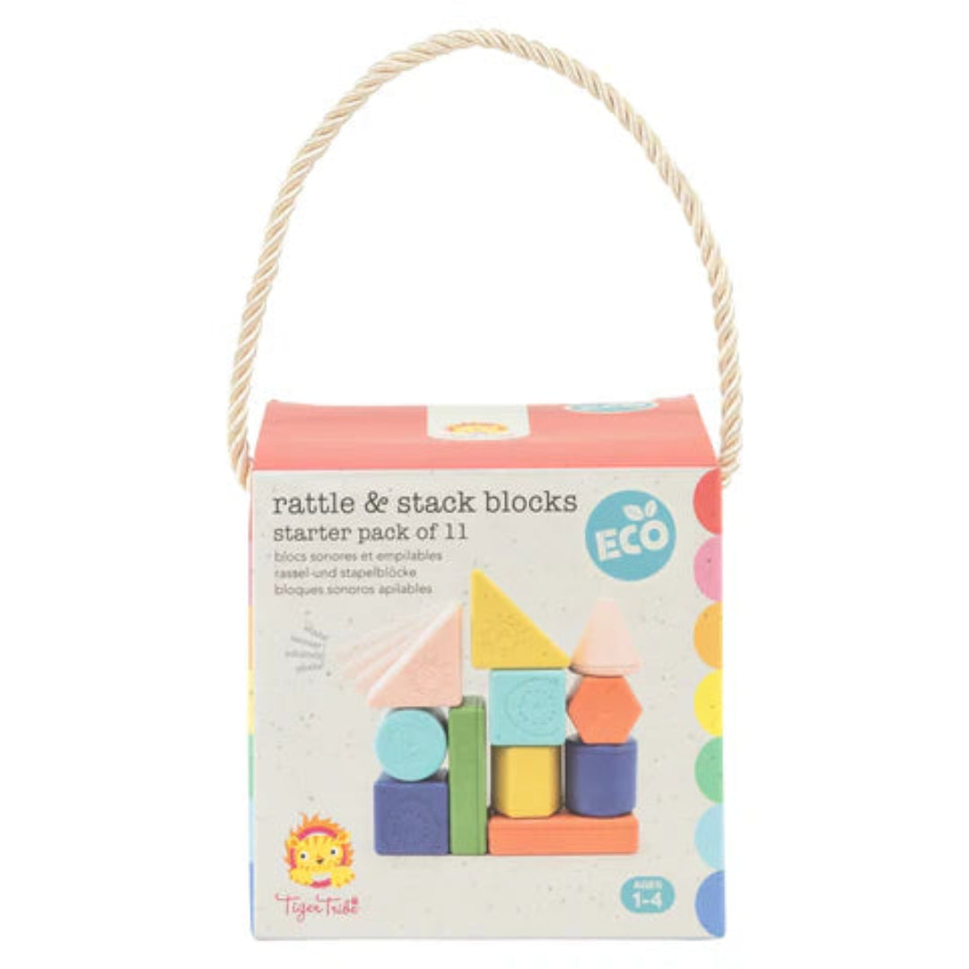 Tiger Tribe Eco-Friendly Rattle & Stack Bio Blocks: Sensory Fun for Little Hands - Atelier Yvette