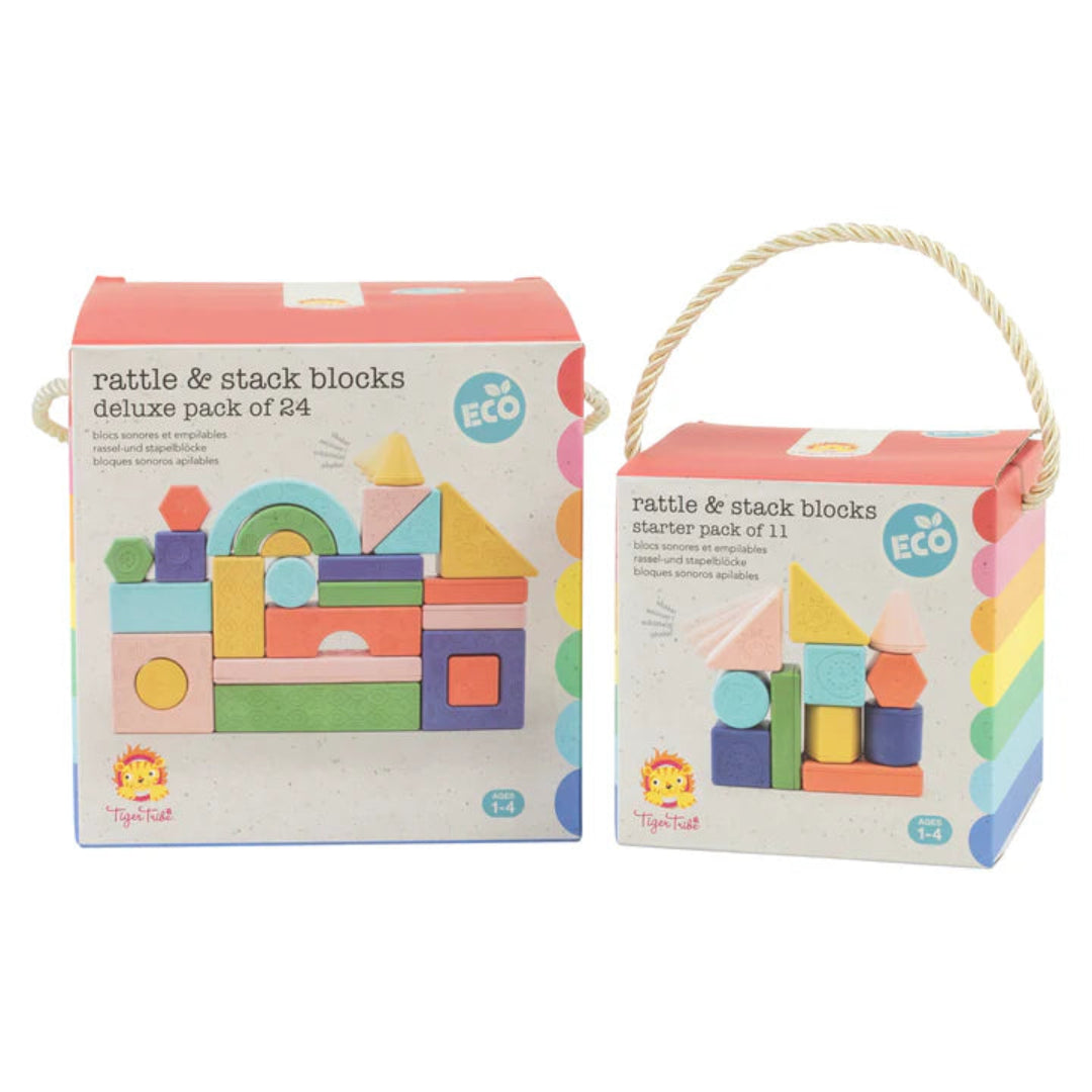Tiger Tribe Eco-Friendly Rattle & Stack Bio Blocks: Sensory Fun for Little Hands - Atelier Yvette