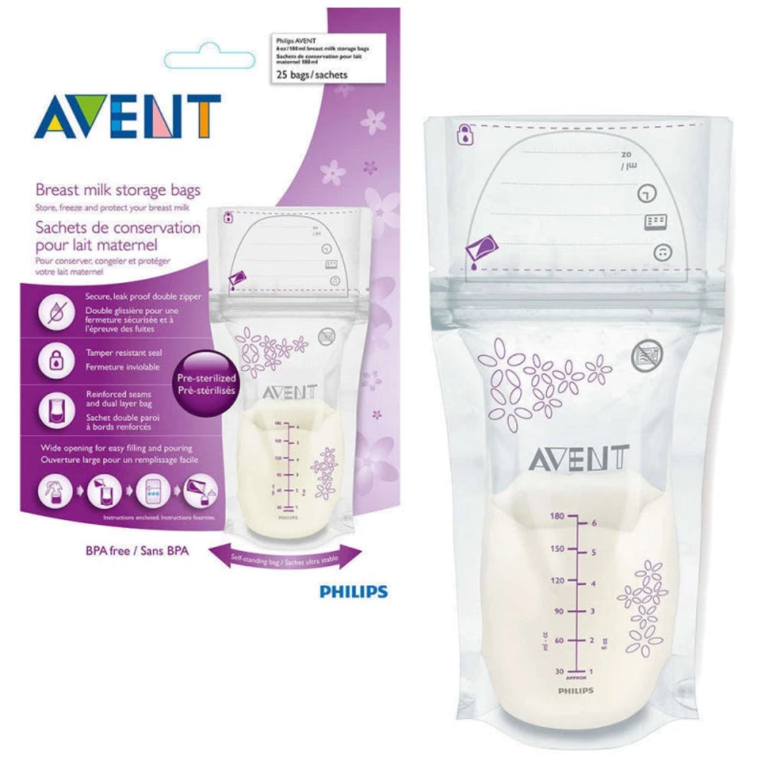 Breast Milk Storage Bags – 180ml, 25 Pack (SCF603/25)