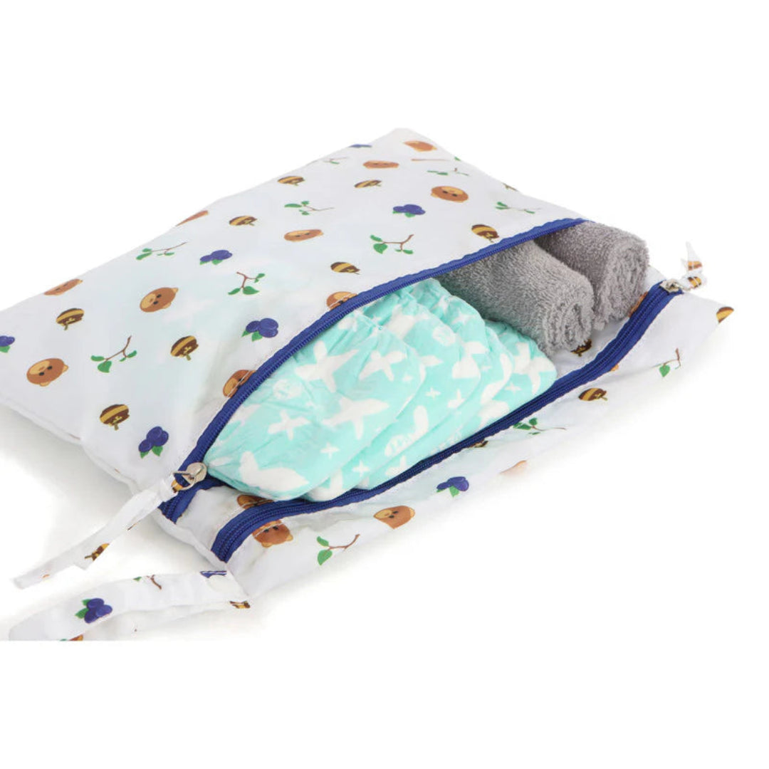 Melii Waterproof Wet Bags White & Navy Bear