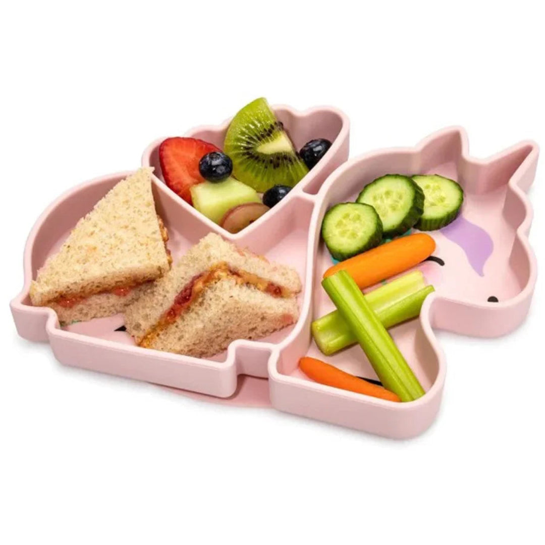 Melii - Divided Silicone Suction Plate - Pink Unicorn