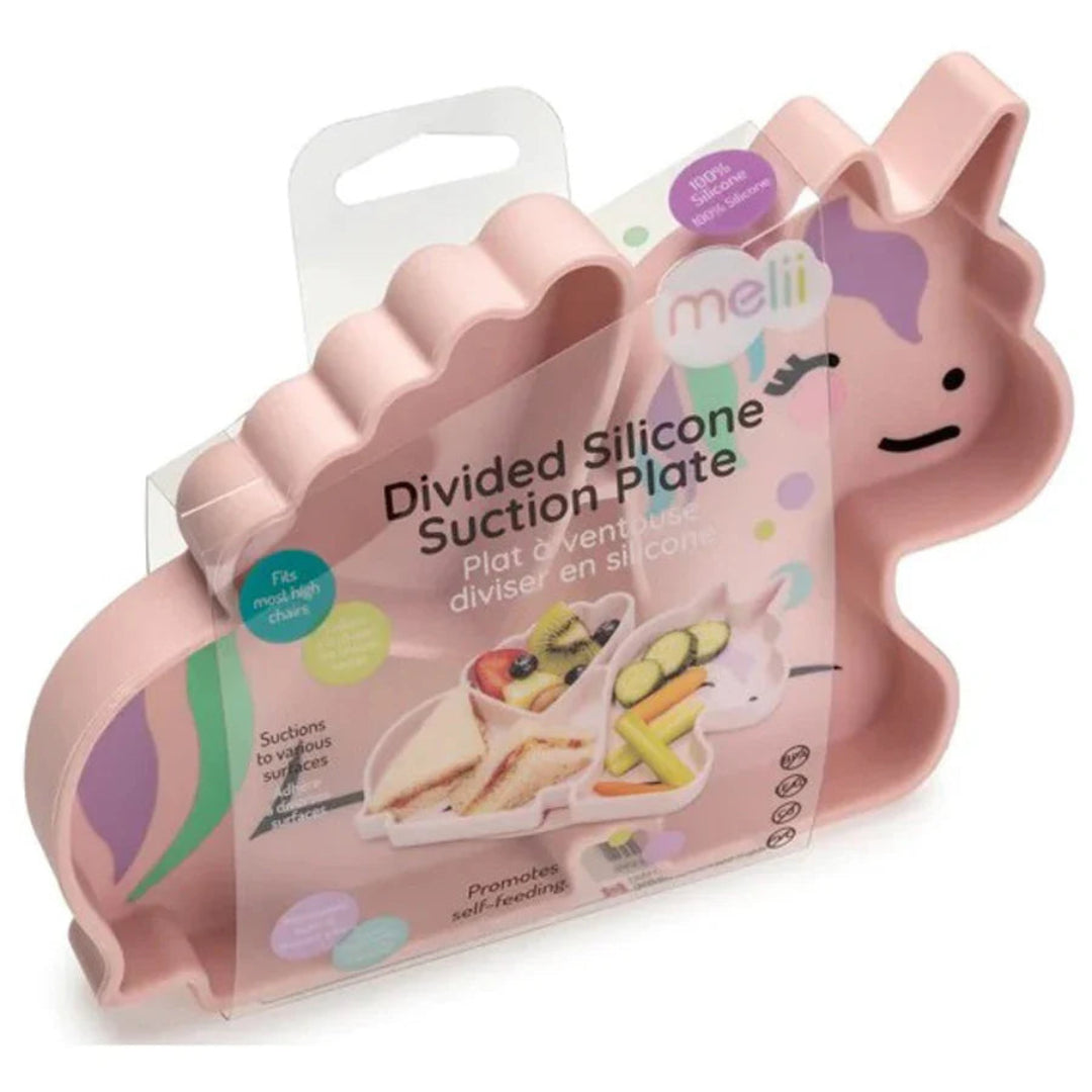 Melii - Divided Silicone Suction Plate - Pink Unicorn