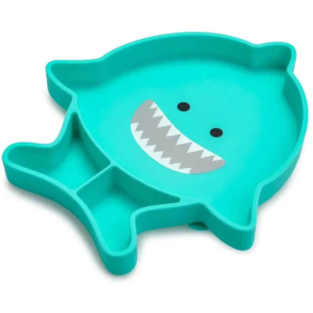 Melii - Divided Silicone Suction Plate - Turquoise Shark