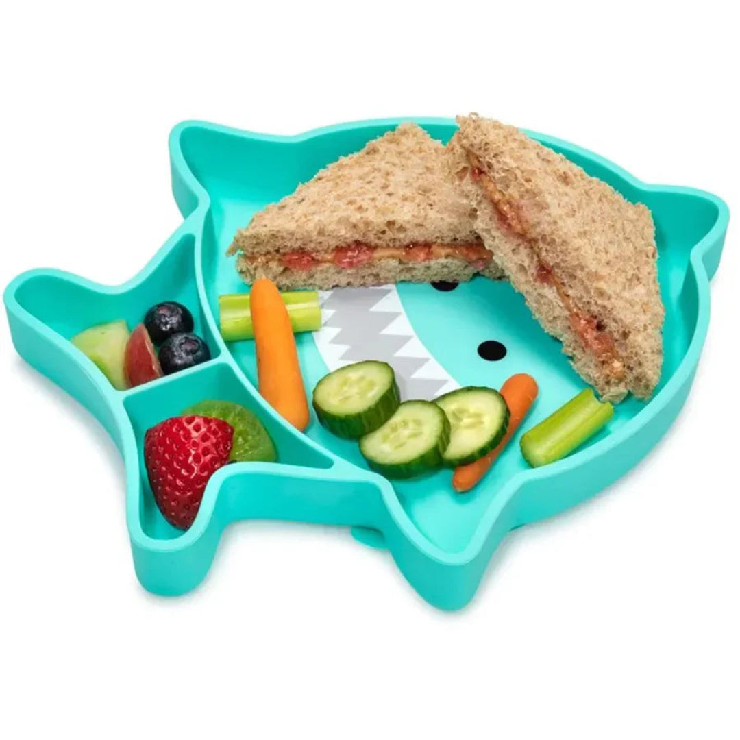 Melii - Divided Silicone Suction Plate - Turquoise Shark