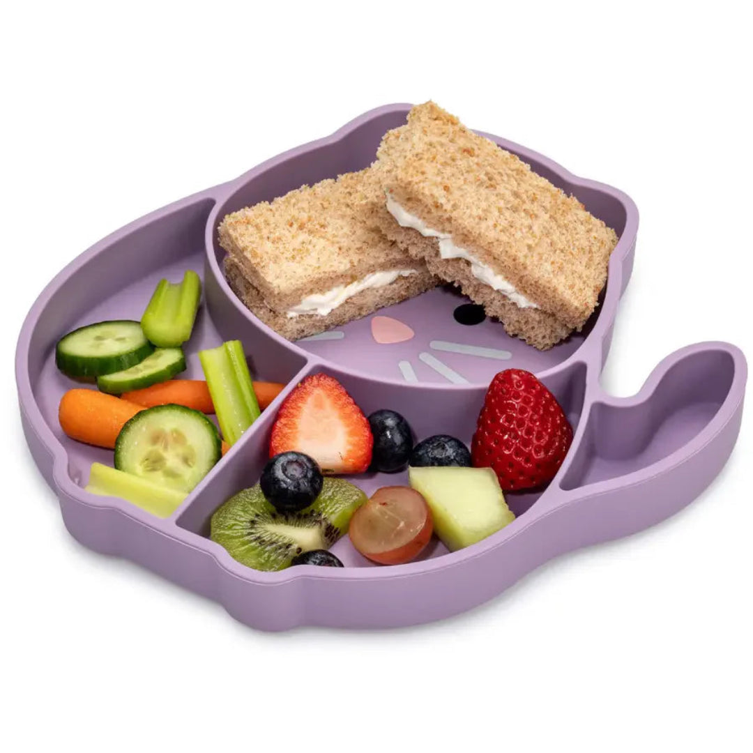 Melii - Divided Silicone Suction Plate - Purple Cat