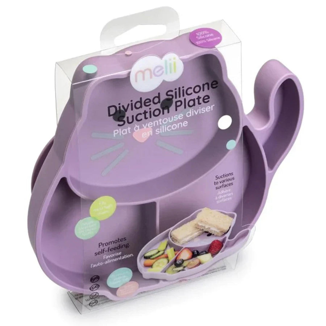 Melii - Divided Silicone Suction Plate - Purple Cat