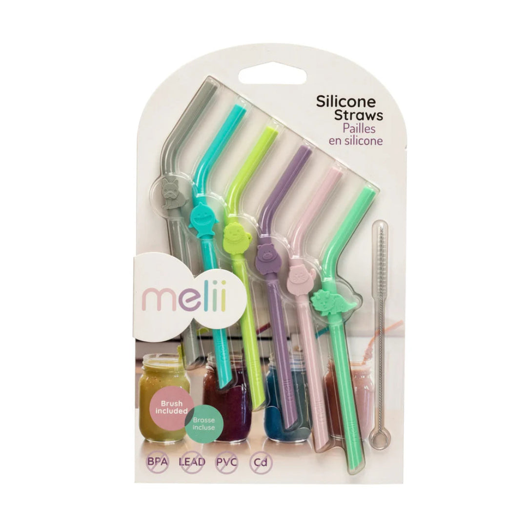 Melii Animal Shaped Silicone Straws for Kids - Set of 6