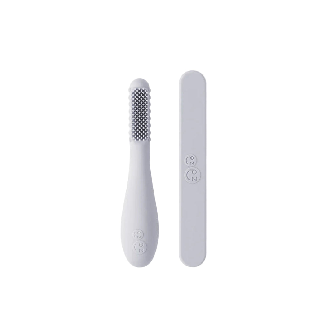 Baby-Led -Toothbrush+Tongue Depressor- Pewter