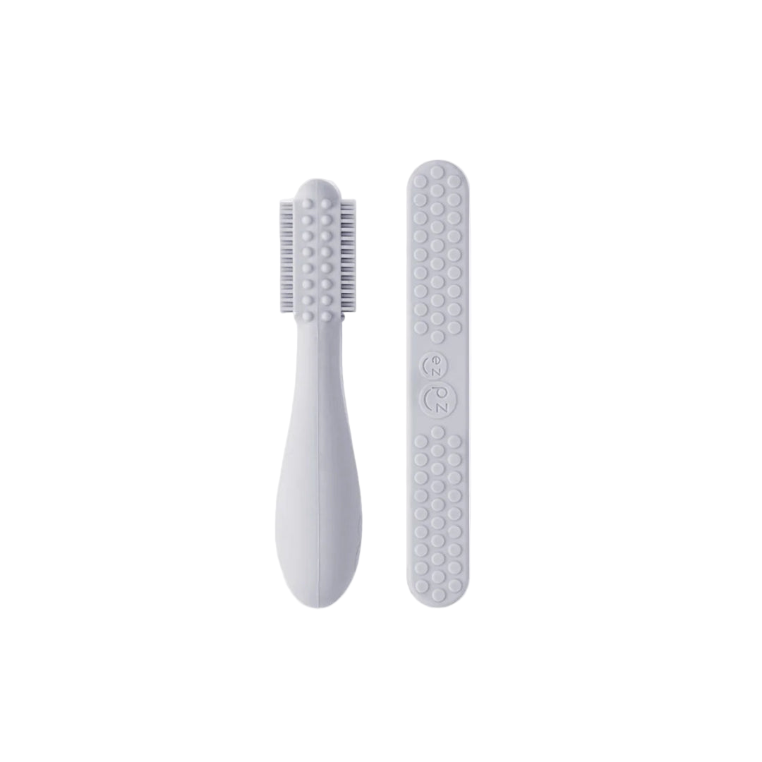 Baby-Led -Toothbrush+Tongue Depressor- Pewter