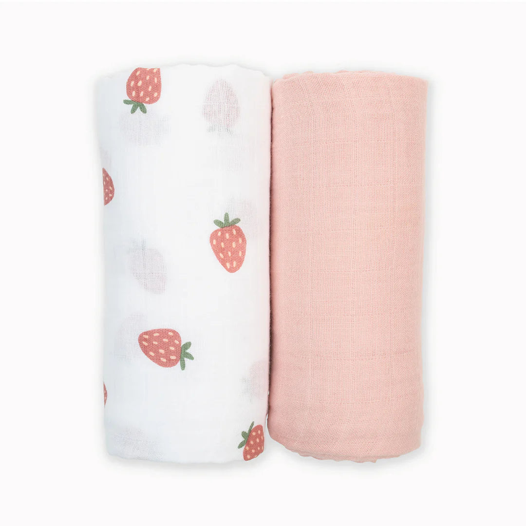 Cotton Muslin Swaddle-Strawberry & Ballet Slipper