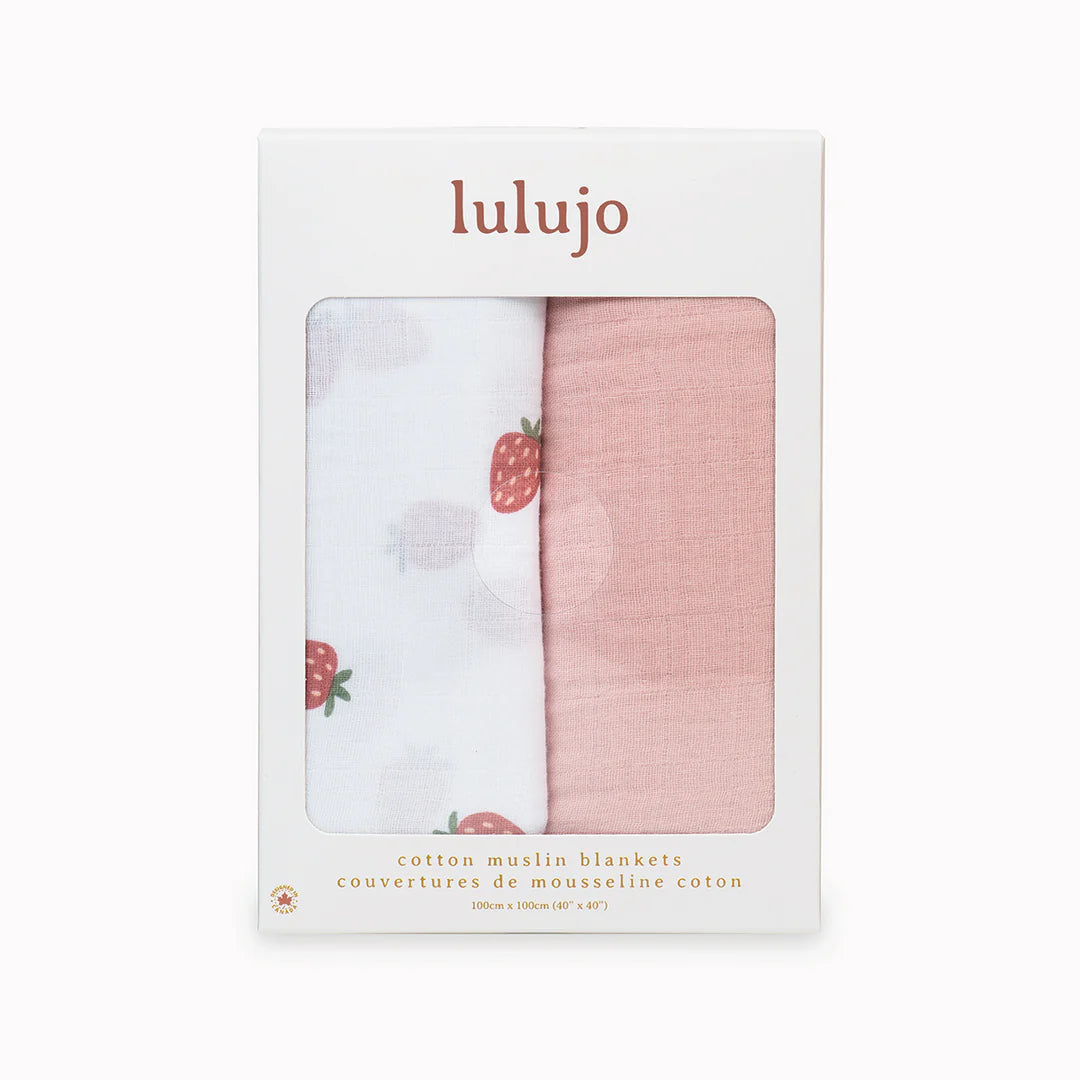 Cotton Muslin Swaddle-Strawberry & Ballet Slipper