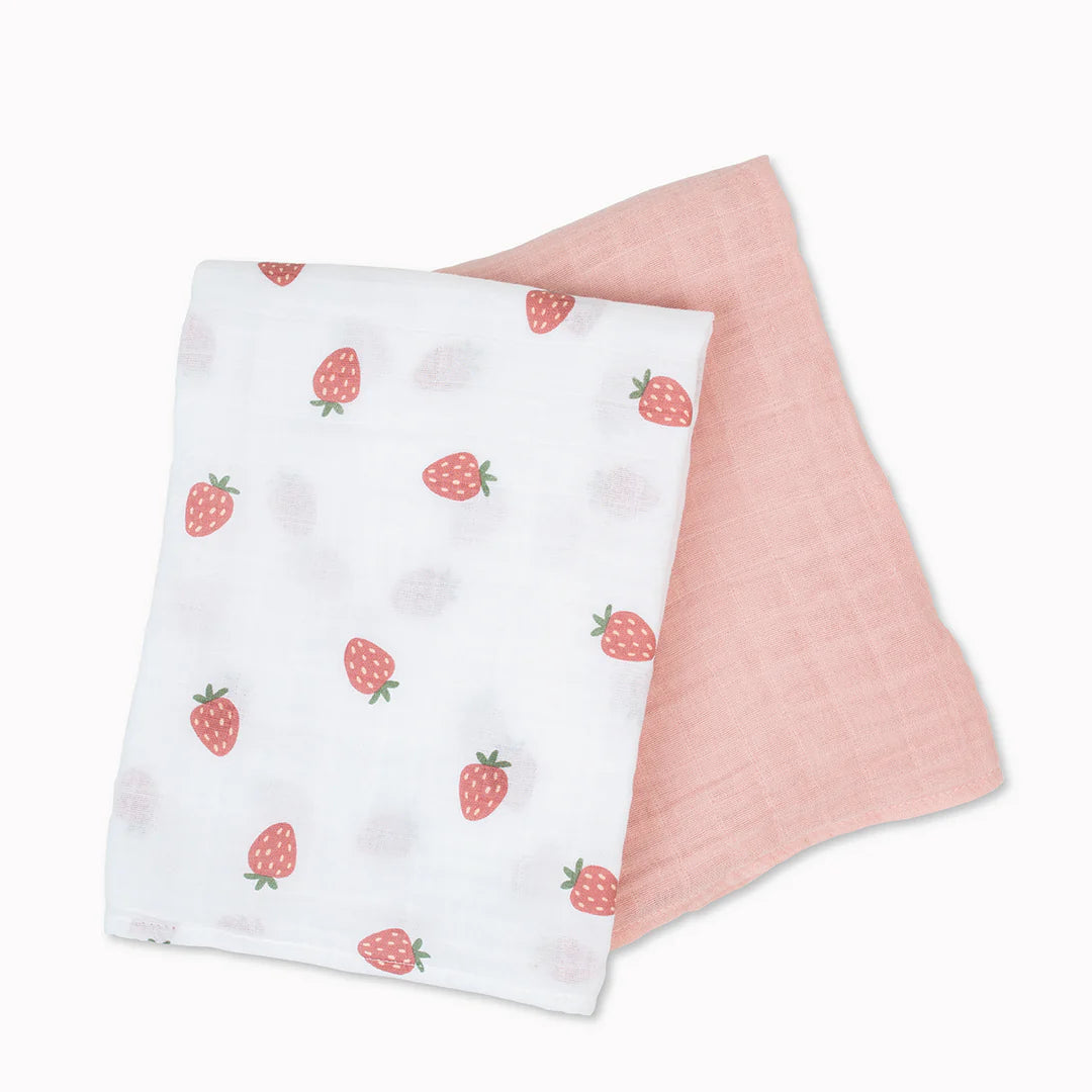 Cotton Muslin Swaddle-Strawberry & Ballet Slipper
