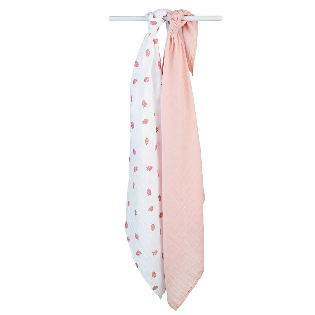 Cotton Muslin Swaddle-Strawberry & Ballet Slipper