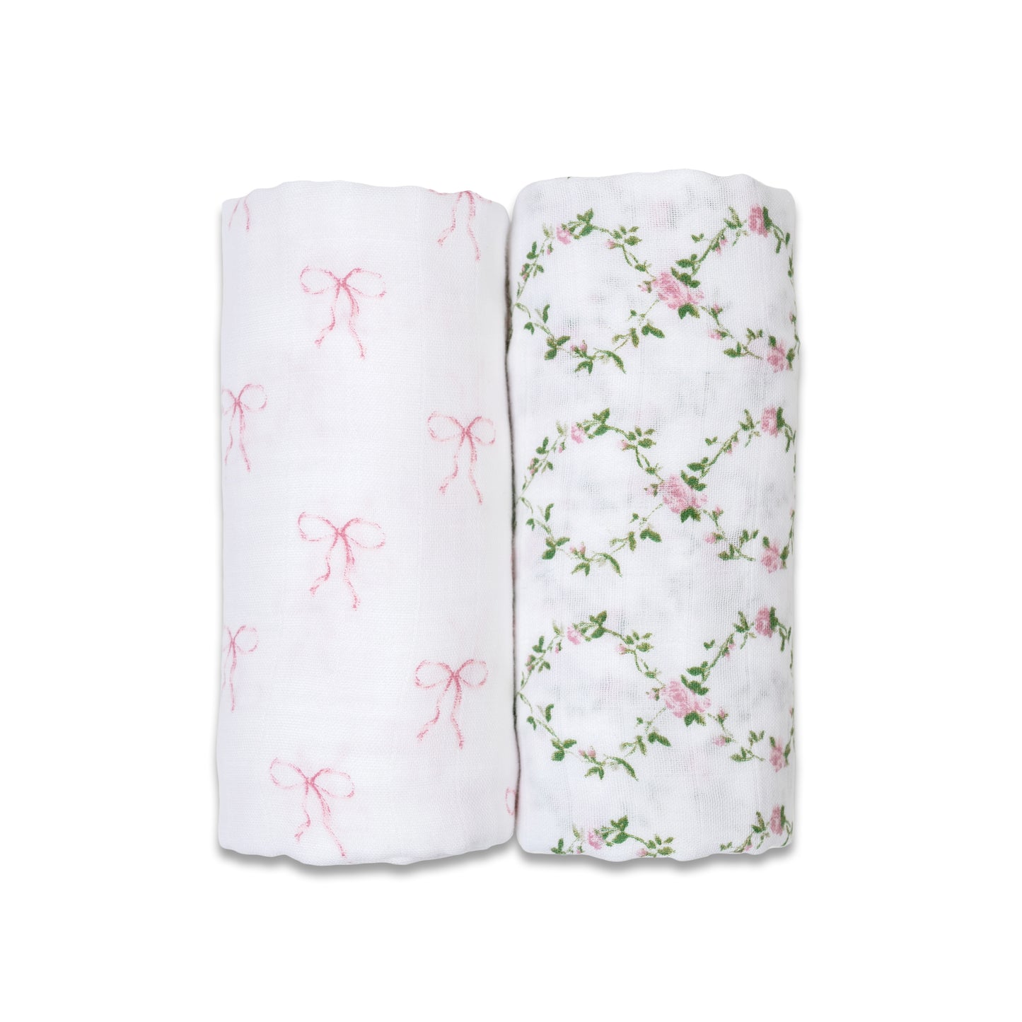 Cotton Muslin Swaddle-Bows & Rose Trellis