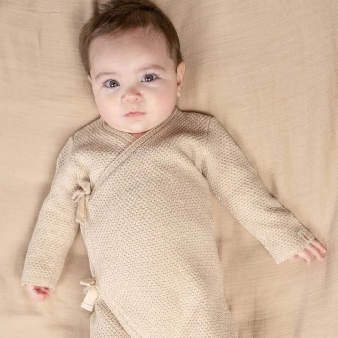 Little Dutch Soft Knit Cotton Romper - Sand - Atelier Yvette