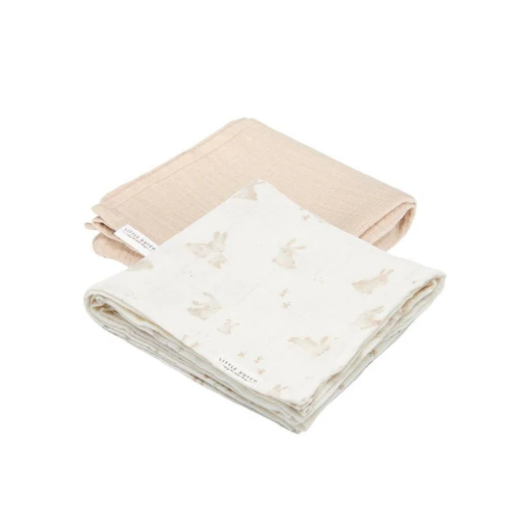 Little Dutch Swaddles Set Muslin Baby Bunny / Beige 70x70cm - Atelier Yvette