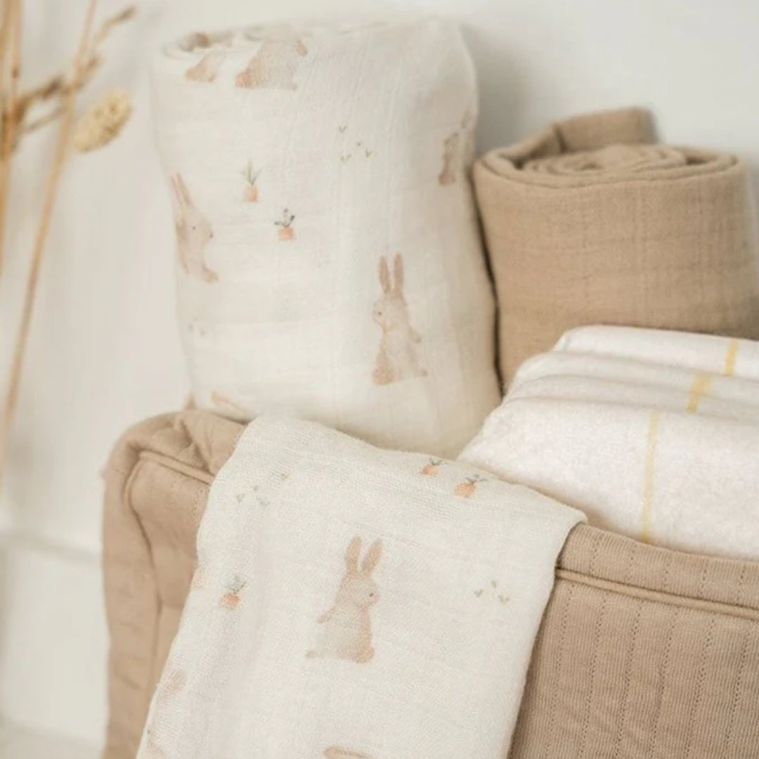 Little Dutch Swaddles Set Muslin Baby Bunny / Beige 70x70cm - Atelier Yvette