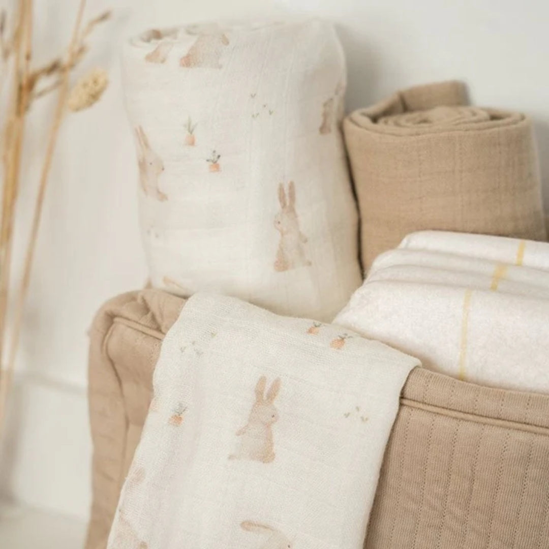 Little Dutch Washcloths Set Muslin Baby Bunny / Beige - Atelier Yvette