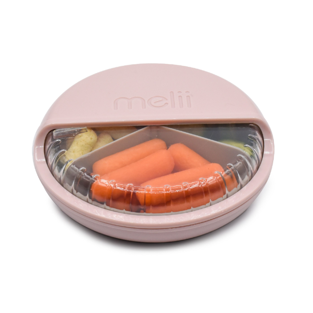 Melii - Spin 3 Compartment Snack Container - Pink