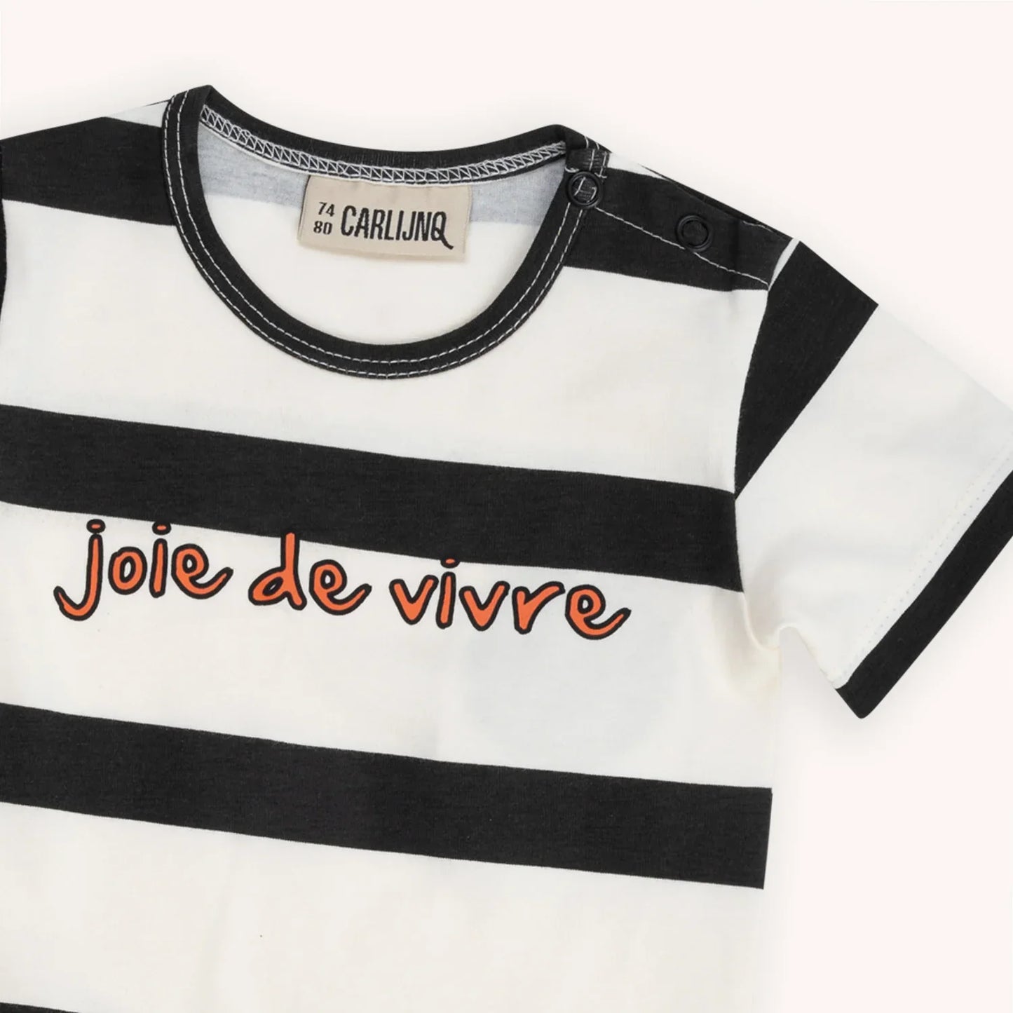 CarlijnQ Black Stripes Short Sleeve Bodysuit With Print - Atelier Yvette