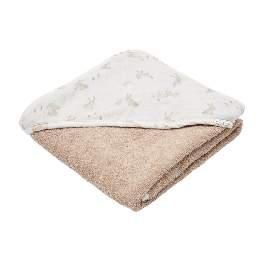 Little Dutch Newborn Naturals Hooded towel muslin Baby Bunny - 75 x 75 cm - Atelier Yvette