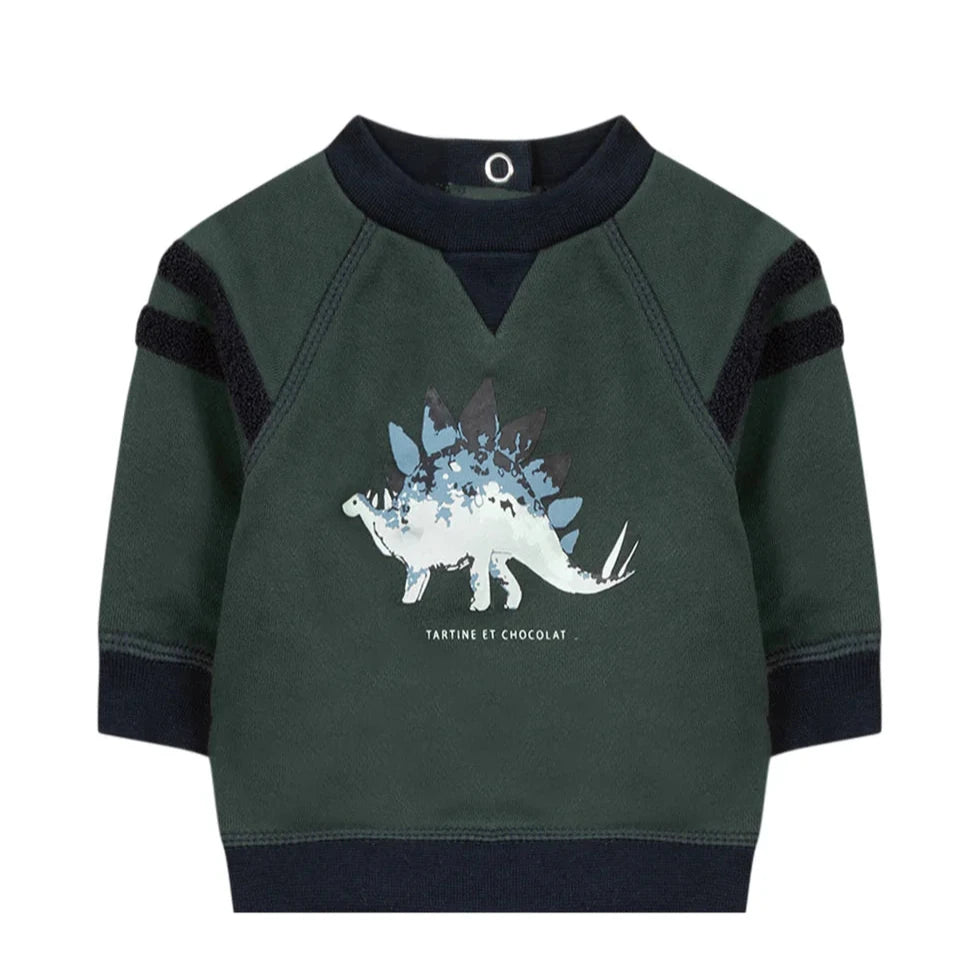 Tartine et Chocolat Baby Printed Cotton Sweater Dinosaur - Atelier Yvette