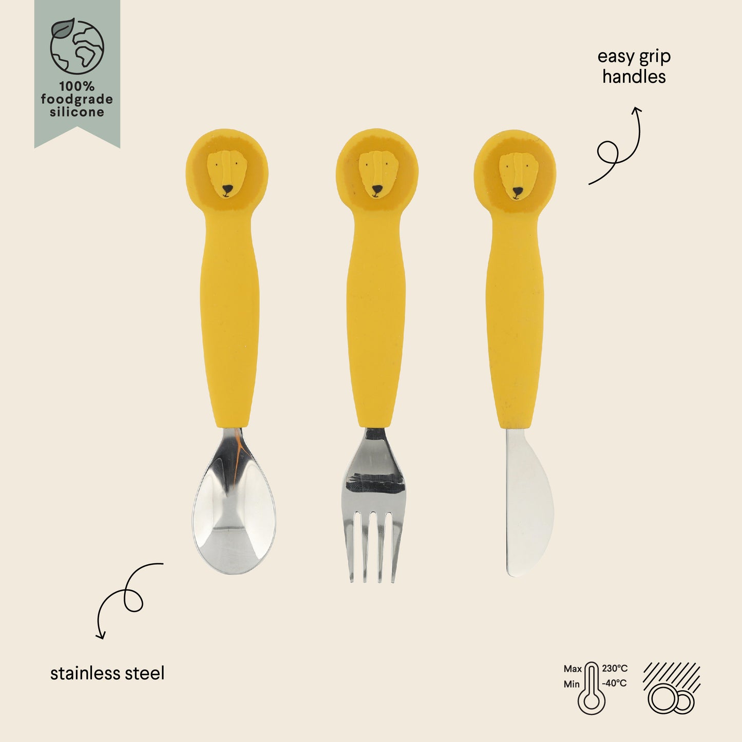 Silicone cutlery set 3-pack - Mr. Lion - Atelier Yvette