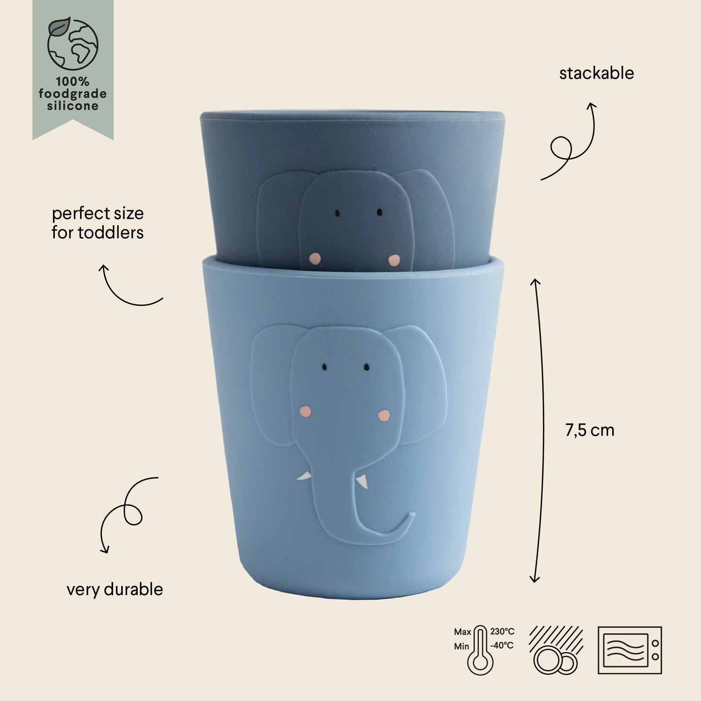 Trixie Silicone Cup 2-Pack - Mrs. Elephant - Atelier Yvette