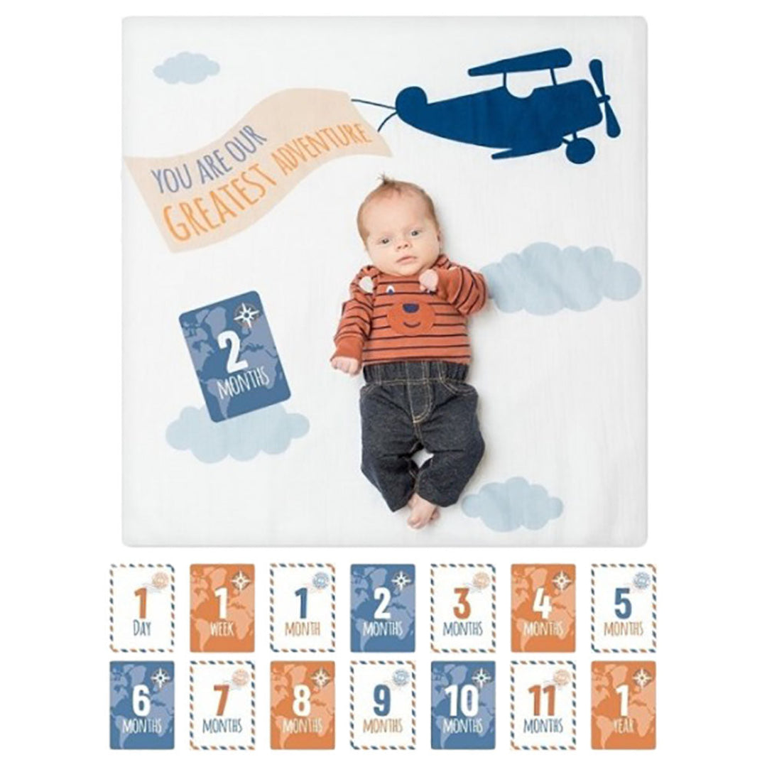 Lulujo - Baby's First Year Blanket & Cards Set - Greatest Adventure - Atelier Yvette