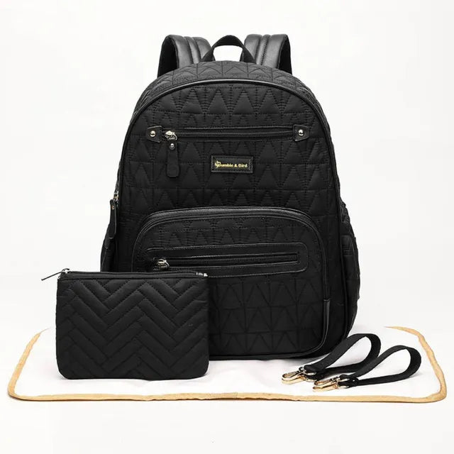 Bumble & Bird - Nylon Diaper Backpack Set - 4pcs - Black - Atelier Yvette