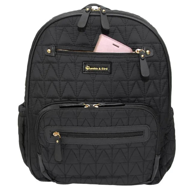 Bumble & Bird - Nylon Diaper Backpack Set - 4pcs - Black - Atelier Yvette