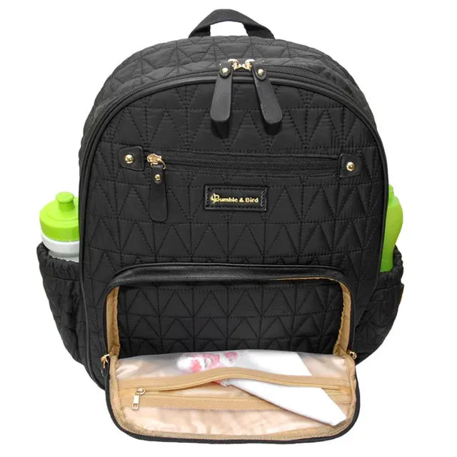 Bumble & Bird - Nylon Diaper Backpack Set - 4pcs - Black - Atelier Yvette