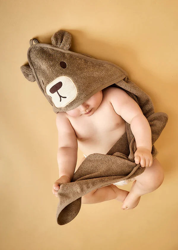 Nuuroo  Aki Animal print hooded baby towel - Cobblestone -  Atelier Yvette