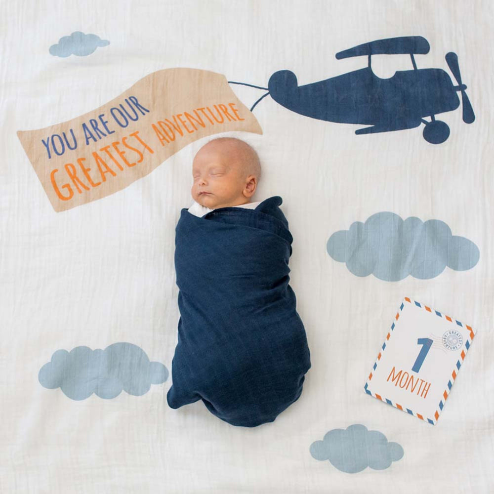 Lulujo - Baby's First Year Blanket & Cards Set - Greatest Adventure -  Atelier Yvette