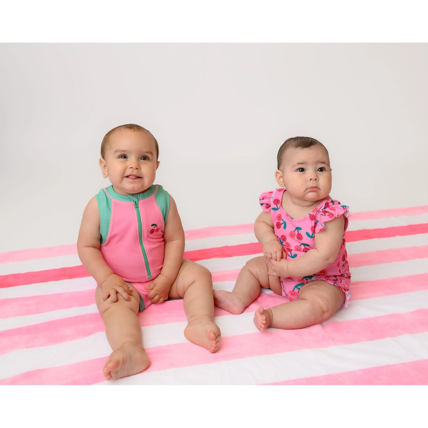 Ruffled One Piece Swimsuit - UPF 50+ - Cherry