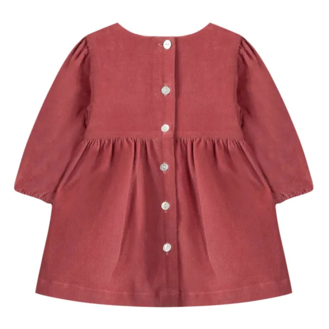 Tartine et Chocolat  Embroidered Smocked Corduroy Dress | Rust