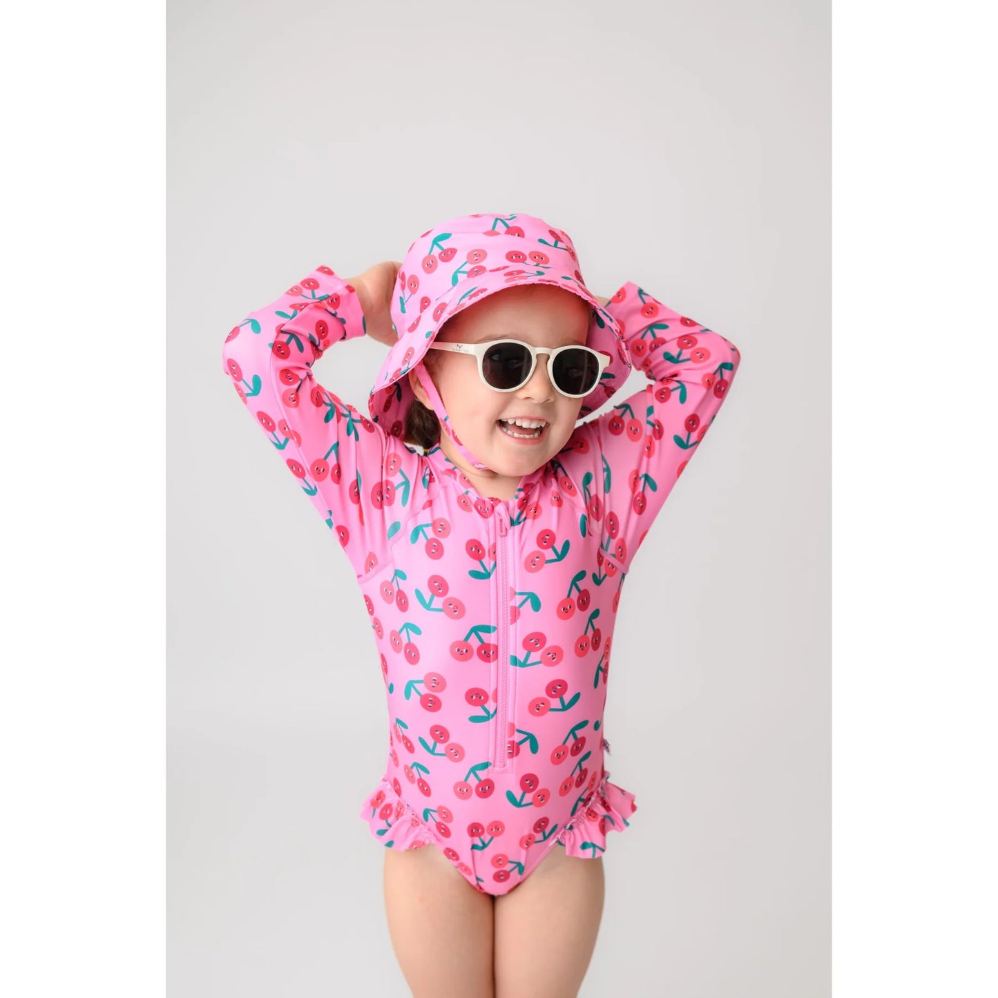 Long Sleeve Swimsuit - UPF 50+ - Cherry