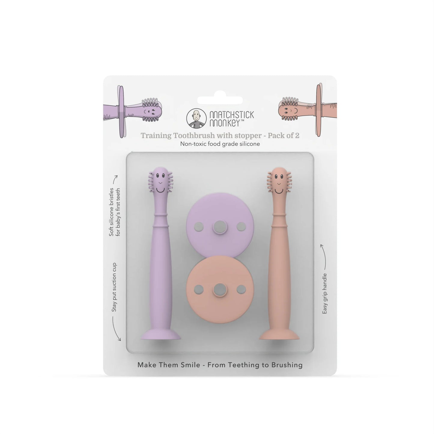 Dusty Pink and Lilac Training Toothbrush with Stopper