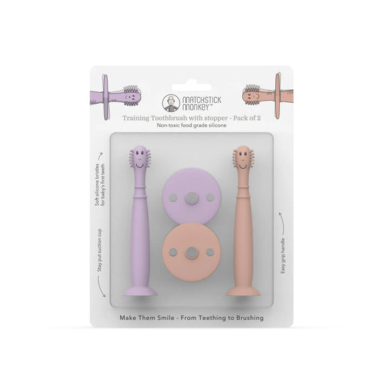 Dusty Pink and Lilac Training Toothbrush with Stopper