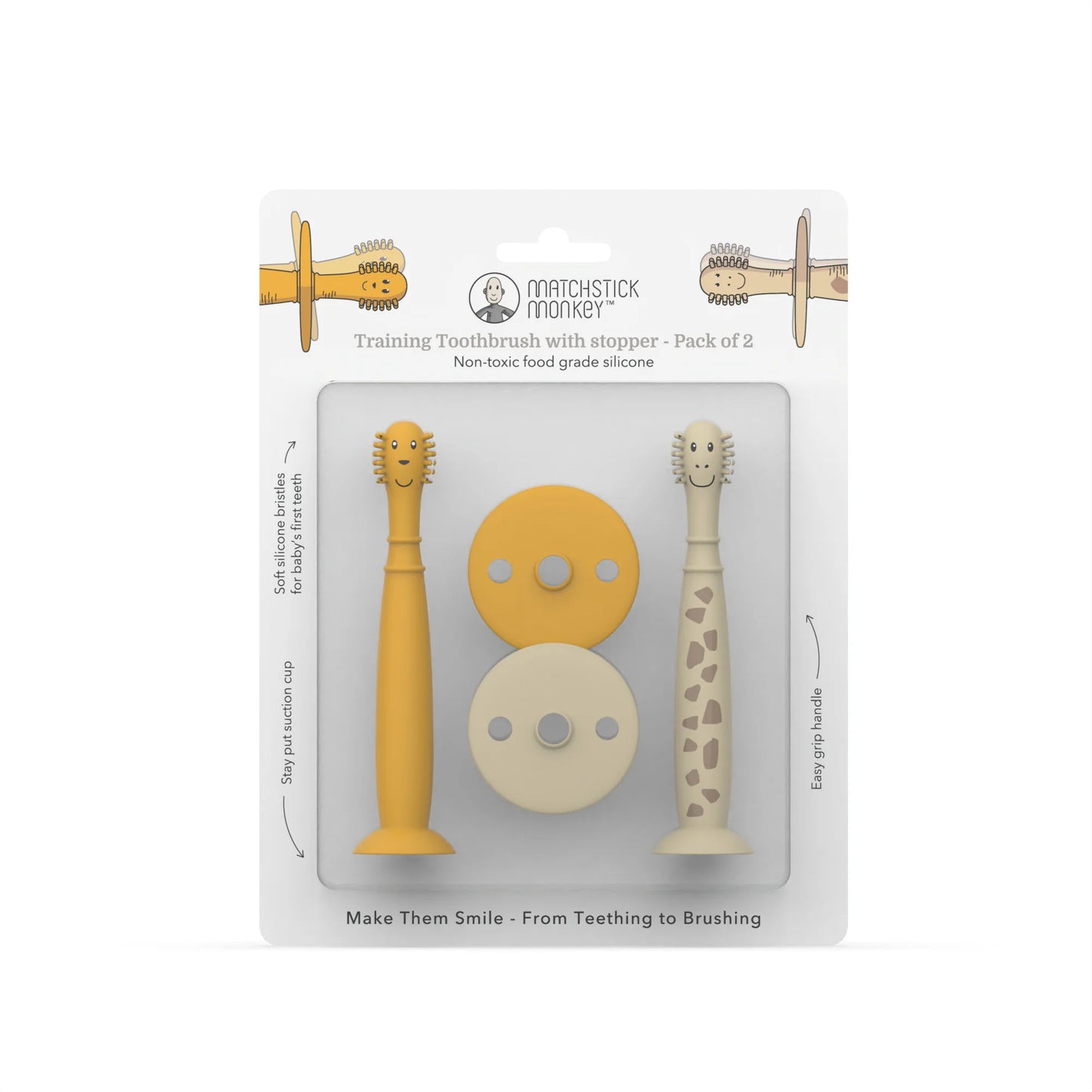 Giraffe and Lion Training Toothbrush with Stopper