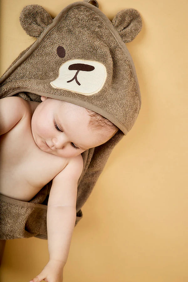 Nuuroo  Aki Animal print hooded baby towel - Cobblestone