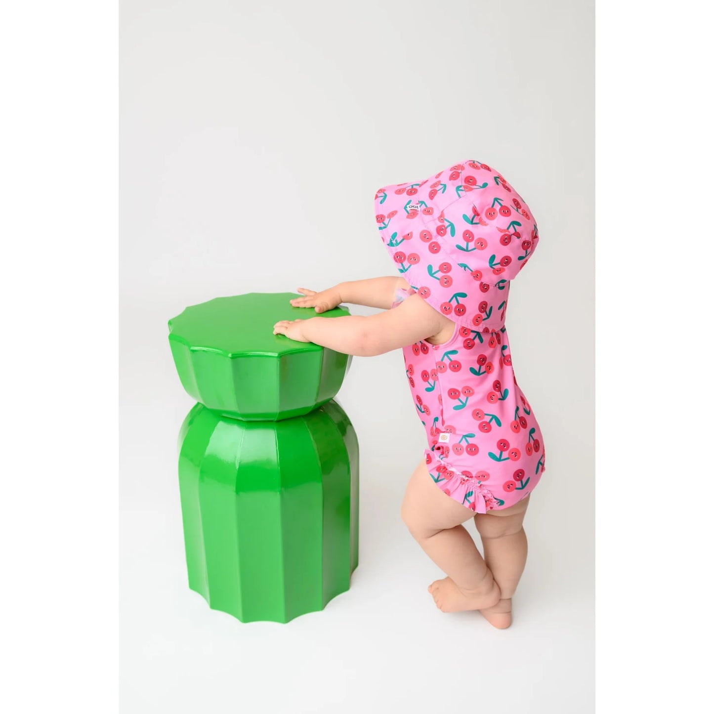Ruffled One Piece Swimsuit - UPF 50+ - Cherry