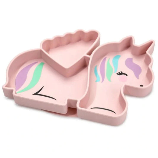 Melii - Divided Silicone Suction Plate - Pink Unicorn