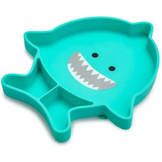 Melii - Divided Silicone Suction Plate - Turquoise Shark