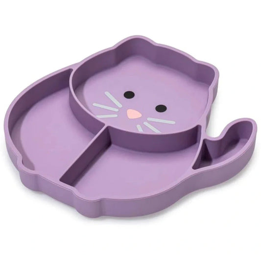 Melii - Divided Silicone Suction Plate -  Purple Cat