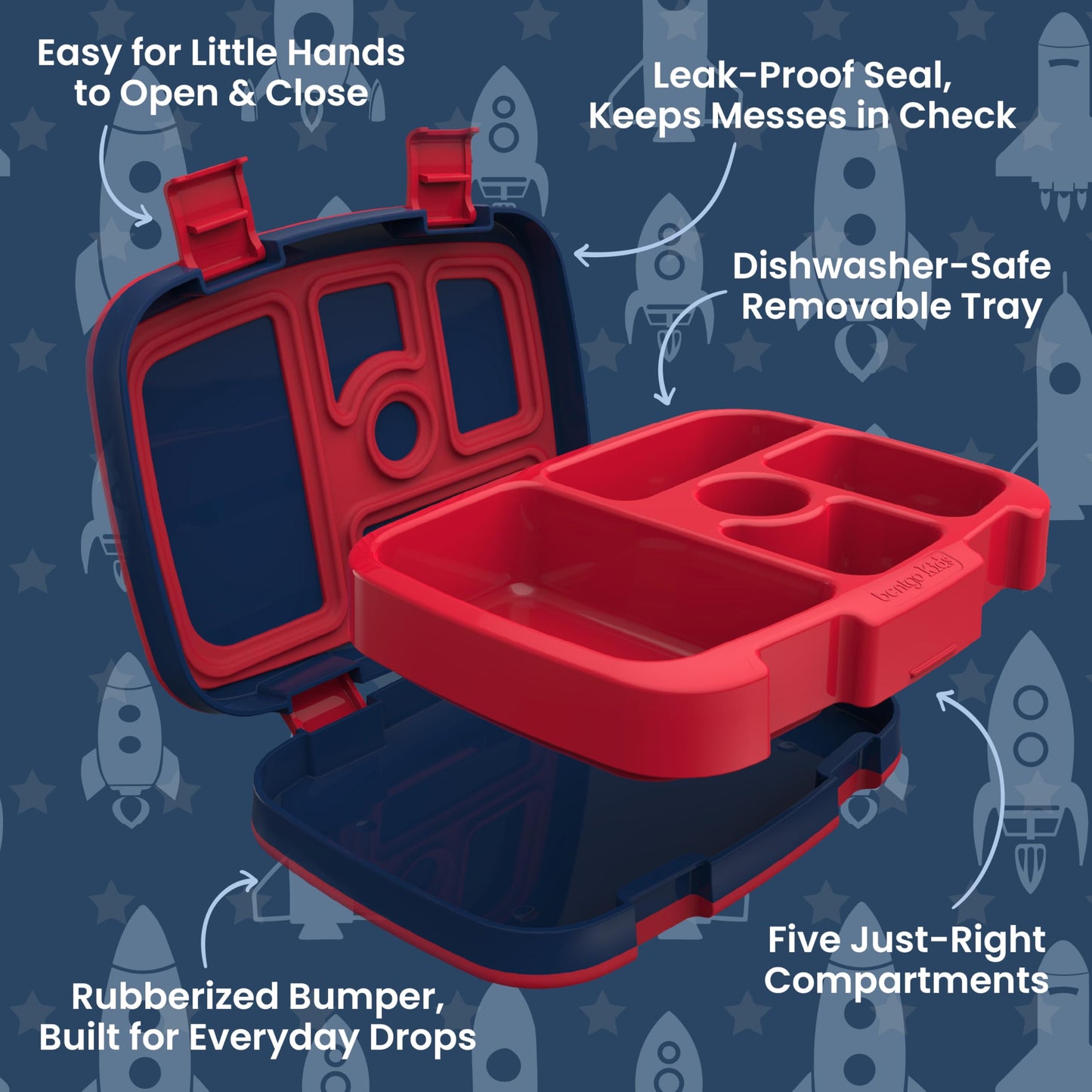 Kids Prints 5 Compartment Lunchbox - Rocket