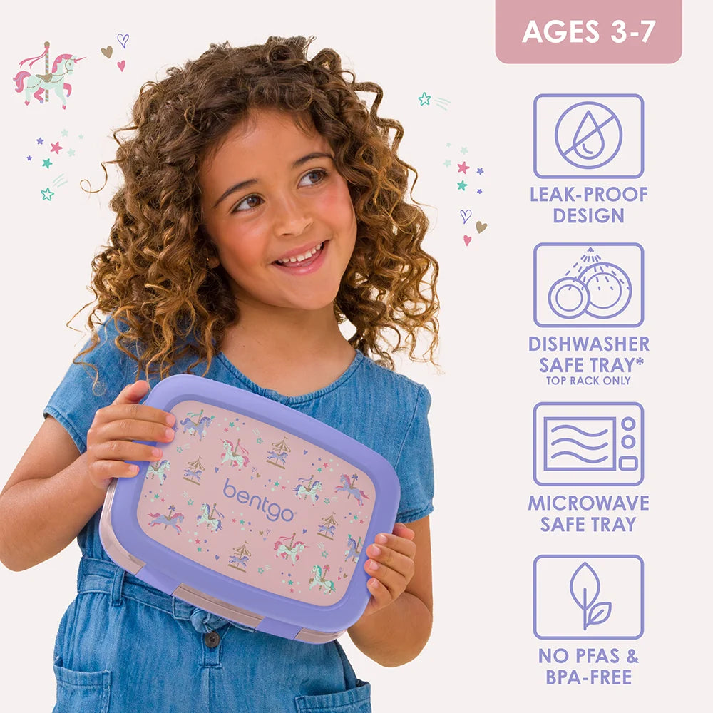 Kids Prints 5 Compartment Lunchbox -  Carousel Unicorns