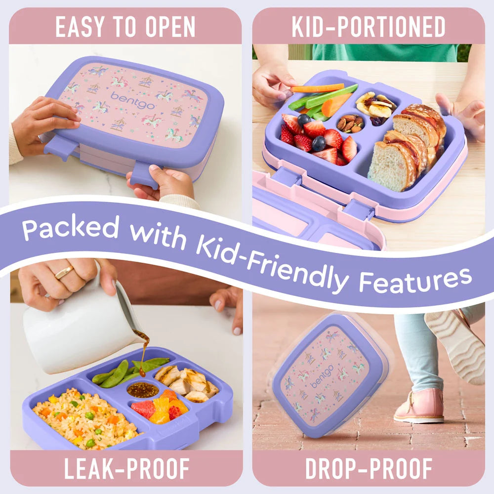 Kids Prints 5 Compartment Lunchbox -  Carousel Unicorns