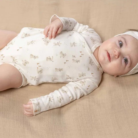 Little Dutch  Long Sleeve Wrap Bodysuit - Baby Bunny